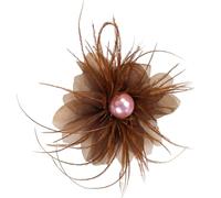 Flower Feather Fabric Applique Pearl Sew on Brooch Hair Clip for Wedding/Evening Dress Clothes Brooch Wedding Accessories