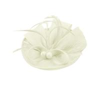 Flower Feather Headband Fascinator Fascinators Hat Flower Mesh Ribbons Feathers On A Headband And Tea Party Headwear For Girls And Women (White, One Size)