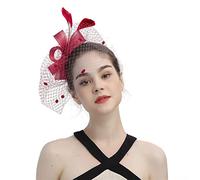 Flower Feather Headband Fascinator Hat Mesh Ribbons Feathers on a and Forked Clip Cocktail Tea Party Headwear for Girls Women Fascinators Facinator Women's with Head Band & C Fascinator