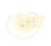 Flower Feather Headband Fascinator Hats Wedding Headwear Ladies, Elegant Hair Fascinator Weddings Hat Mesh Tea Party Cocktail Hair Accessories for Women Girls Headwear with Headband (White, One Size)