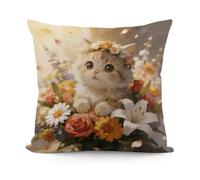 Flower Fell Into Miao's Arms. Square Pillowcases with Zipper Soft Comfortable Pillow Cases Lightweight Breathable Throw Pillow Cover for Living Room Bedroom Sofa Couch 18 X 18 Inches