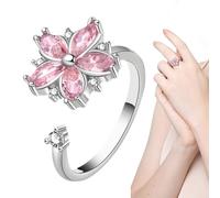 Flower Fidget Ring - 2cm Adjustable Spinner Ring, Calming Stress Reduction Accessory | Focus Meditation Jewelry For Public Speaking Classroom Travel Long Flights