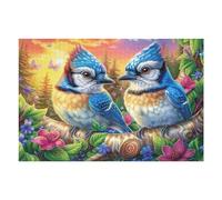 Flower Field Blue Jay 1000 Pcs Jigsaw Puzzles Branch Bloom Leaves Puzzles for Adults Teens Fun Family Game Team Building Stress Reducing Autumn Gift Durable Recycled Material 1000 PCS