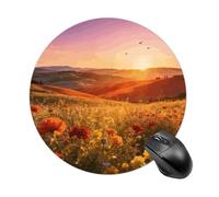 Flower Field Flying Song Round Rubber Mouse Pad 7.8 Inch Stable Non Slip Circular Computer Mat Portable Resistant Desk Mat for Office Laptop Desktop Professional Daily Working Scenes