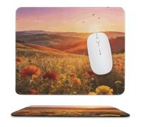 Flower Field Flying Song Stitched Edge Mouse Pad