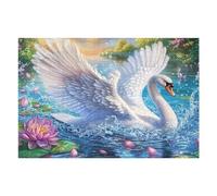 Flower Field Flying Swan 1000 Piece Count Jigsaw Puzzle Set For Adults Teens 14+ Concentration Training Indoor Game Family Game Night Rigid Cardboard 1000 PCS