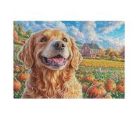 Flower Field Golden Retriever 300 Piece Jigsaw Puzzle for Adults Teens Post Work Wind Down Mind Calming Whimsical Design for Friends 300 PCS