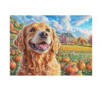 Flower Field Golden Retriever 500 Piece Jigsaw Puzzle Pack Teens Beginners Cognitive Development Puzzle Fans Group Play Anniversary Recycled Cardboard 500 PCS