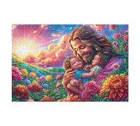 Flower Field Jesus Icon 1000 Pcs Jigsaw Puzzle Bundle Puzzle for Adults Teens 14+ Fun Family Game Mindful Activity Spring Gift Precision Cut Board 1000 PCS