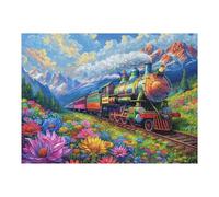 Flower Field Little Train 500 Piece Jigsaw Puzzle for Adults Jigsaw Weekend Get Together Activity Whimsical Design for Friends Stress Buster 500 PCS