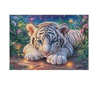 Flower Field Lying Tiger 300 Pieces Set Classic Jigsaw Puzzle Cute Pets Warm The Heart Couple Puzzle Partners Mind Relaxation Wall Decor Easter New Year Creativity & Gift Giving 300 PCS