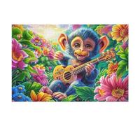 Flower Field Monkey 1000 Piece Jigsaw Puzzle for Adults Teens Jigsaw Stress Relief for Students Colourful Challenge Great Gift Dorm Room Decor 1000 PCS