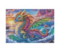 Flower Field Oriental Dragon 300 Pcs Jigsaw Puzzle Bundle Cute Pets Warm The Heart Family Puzzle Lovers Fun Family Game Mindful Activity Spring Eco Friendly Cardboard 300 PCS