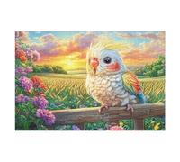 Flower Field Owl 1000 Piece Pack DIY Jigsaw Puzzle Avian Fence Sunset Collectors Cognitive Development Educational Decorative Puzzle Gifts for Adults Recycled Cardboard 1000 PCS