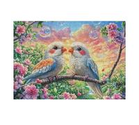 Flower Field Parrot 300 Piece Jigsaw Puzzle for Adults Avian Pair Branch Rainy Day Activity Mindful Relaxation Precision Cut Pieces Unique Gift Wall Art Decor 300 PCS