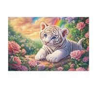 Flower Field Tiger Cub 1000 Pcs Jigsaw Puzzle Bundle Family Puzzle Lovers Fun Family Game Mindful Activity Spring Eco Friendly Cardboard 1000 PCS