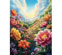 Flower Field Under A Rainbow Nebula 300 Pcs Jigsaw Puzzle Bundle Science Fiction Magical Dream Family Puzzle Lovers Fun Family Game Mindful Activity Spring Gift Precision Cut Cardboard 300