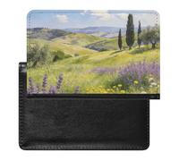 Flower Fields And Clear Mountains Passport Holder Portable PU Leather Pocket Passport Cover Portable Travel Passport Protector Compact Wallet Passport Case for Travel Must-have Accessory