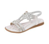 Flower Flat Sandals for Women Beach Wedge Comfortable Trendy Boho Spring Rhinestone Y2K Summer Casual 2026 Comfort Western Cute Flats Sandals Work Office Sandals Flat Ladies Wedding
