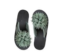Flower Flip Flops for Women Summer Beach Vacation Casual Flip Flops Lightweight Thick Sole Ankle Strap Non-Slip Slippers (Army Green, Adult, Women, 8.5, Numeric, UK Footwear Size System, Medium)