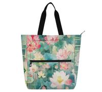 flower Flowers Peach River Dreamy Kids Tote Bags for Kids Boys Girls, Gothic Large Library Book Tote Shopping Bag with Zipper Handles for School Work Travel Rainbow school supplies