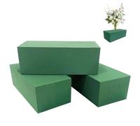 Flower Foam Long 3 Pcs, Artificial Plant Foam Sponge Block, Wet & Dry Flower Foams, Artificial Plant Dry Florist Foams for Flowers, Weddings, Indoor and Outdoor Floral Displays, Green