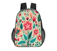 Flower Folk Art 17 Inch Clear Backpack Large Heavy Duty, Clear Bag for Stadium Events, See Through Backpack Transparent PVC Or Work, Sporting Events And Gym