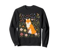 Flower Fox Cute Floral Cottagecore Wildflower Meadow Fox Sweatshirt