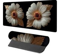 Flower Gaming Mouse Mat 600x300x3mm, Mouse Pad Large Plant, Desk Mat with Stitched Edge, Mousepad with Non-Slip Rubber Base, Office Accessories, Keyboard Pad, for Gifts, PC, Gaming, Desk Office 4-7674