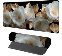 Flower Gaming Mouse Mat 600x300x3mm, Mouse Pad Large Plant, Desk Mat with Stitched Edge, Mousepad with Non-Slip Rubber Base, Office Accessories, Keyboard Pad, for Gifts, PC, Gaming, Desk Office 7-4858