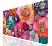 Flower Gaming Mouse Mat Pink Mouse Pad Large 700x400x3mm, Extended Waterproof Mousepad Smooth Cloth Surface Improved Precision And Speed, Desk Mat Non-Slip Rubber Base for Home Office Gaming GKuk-1256