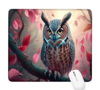 Flower Gaming Mouse Pad, Owl Mouse Pad 420x350x3mm Mousepad Small Size Stitched Edge, Waterproof Non-Slip Rubber Base Mousemat Improves Accuracy and Speed, Desk Mat Laptop for Office and Home D-513