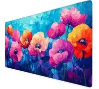 Flower Gaming Mouse Pad Poppy Large Mouse Mat Comfortable Mousepad with Smooth Cloth Surface, Textured Wear Resistant, Improved Precision and Speed, Mousemat 800x400x3mm Office Product for Men K7-284