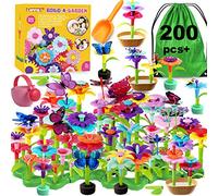 Flower Garden Building Toys, 200 Pcs Build A Garden Toy Set For Girls Kids Age 3 4 5 6 7 Year Old Toddlers Boys, Educational Stem Toy Pretend Gardening Gifts For Birthday Christmas