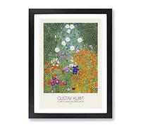 Flower Garden By Gustav Klimt Classic Painting Framed Print | A2 Black Framed Wall Art | Ready to Hang | Classic Floral Picture | Living Room Bedroom Lounge Office
