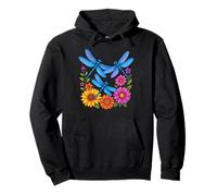 Flower Garden Insect Wildlife Sunflower Blossom Dragonfly Pullover Hoodie