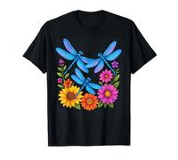 Flower Garden Insect Wildlife Sunflower Blossom Dragonfly T-Shirt
