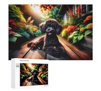 Flower Garden Poodle Jigsaw Puzzle, 1000 PCS, Indoor Activity for The Home, A Relaxing Challenge for Adult Puzzle Enthusiasts