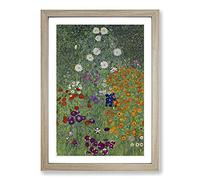 Flower Garden Vol.2 by Gustav Klimt Framed Print | A2 Oak Framed Wall Art | Ready to Hang | Modern Floral Picture | Living Room Bedroom Lounge Office