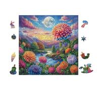 Flower Garden with Moonlight 100 Pc DIY Jigsaw Puzzle Puzzles for Adults Teens Hard Challenging Team Building Stress Reducing Autumn High-grade Rigid Cardboard 28x28cm