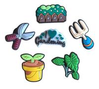 Flower & Gardening Clog Charms - Nature-Inspired Shoe Accessories with Daisy, Sunflower, Tulip, Bee & Plant Designs - Cute Garden Shoe Charms for Clogs (Planting Garden - 6PCS)