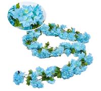 Flower Garland, Artificial Flowers, Blue Cherry Blossom Garland MINWEGI, 2 Pack 2.3M Pink Strawberry Pattern Flower Vines, Plastic Hanging Floral Decor for Home Wedding Party Commercial Space