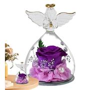 Flower Gif t for Women - Birthday G ift Mum, ForeverRose Present | Wife Grandma Girlfriend Eternal Roses in a Glass, Glass Angel with Inside for Dome Valentine's Mother's Day