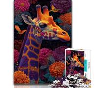 Flower Giraffe Jigsaw Puzzles for Teenagers 1000,Help The Brain Exercise Addictive Toys to Cultivate Patience A Work of Art (75x50cm)