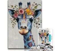 Flower Giraffe Jigsaw Puzzles for Teenagers 1000 Piece Puzzle,Challenging To Complete But Fun And Humorous Birthday Present,Gifts,Wall Art 38x26cm
