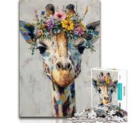 Flower Giraffe Jigsaw Puzzles for Teenagers 1000 Pieces,Learning Educational Toy for Is Ideal As A Gift for The Whole Family (38x26cm)