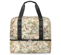 Flower Giraffes Flamingos Sports Duffle Bag for Women Men Kirls Boys Girls 21 L Weekend Overnight Bags Wet Seperated Tote Bag for Travel Gym Yoga