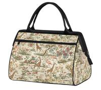Flower Giraffes Flamingos Travel Duffle Bag for Women Men Kids Boys Girls Weekend Overnight Bags 24 L Holdall Tote Cabin Bag for Sports Gym Yoga