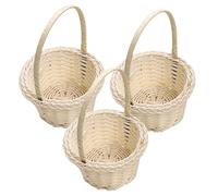 Flower Girl Basket - Heart Shaped Wicker Rattan With Handle | Handwoven Easter Candy Storage | Small Woven for Wedding Flower Arrangement