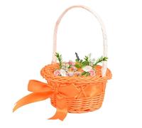 Flower Girl Basket - Round Rattan Container, Rustic Decorative Holder | Elegant Woven Picnic Accessory, Natural Storage Piece for Wedding Ceremony Home Celebration Bridal Event Photo Props Party Decor